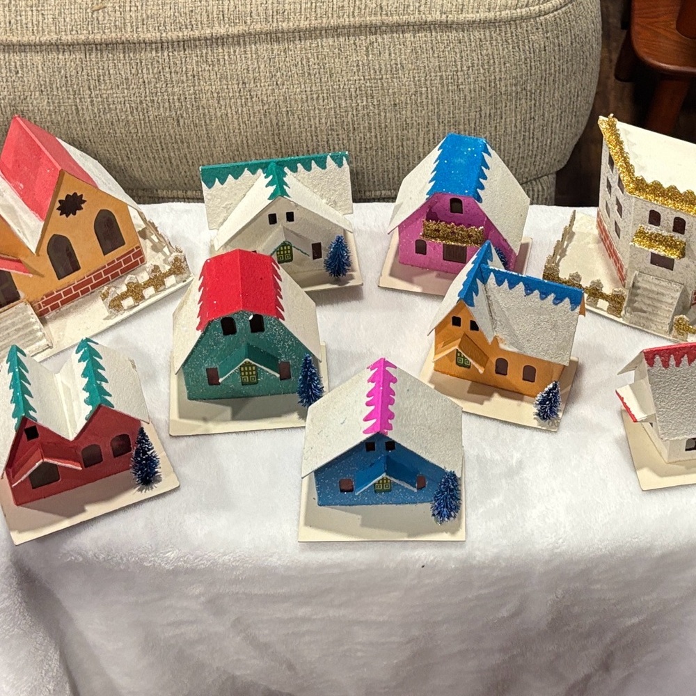 Set of 9 Vintage Putz Houses Made in Japan